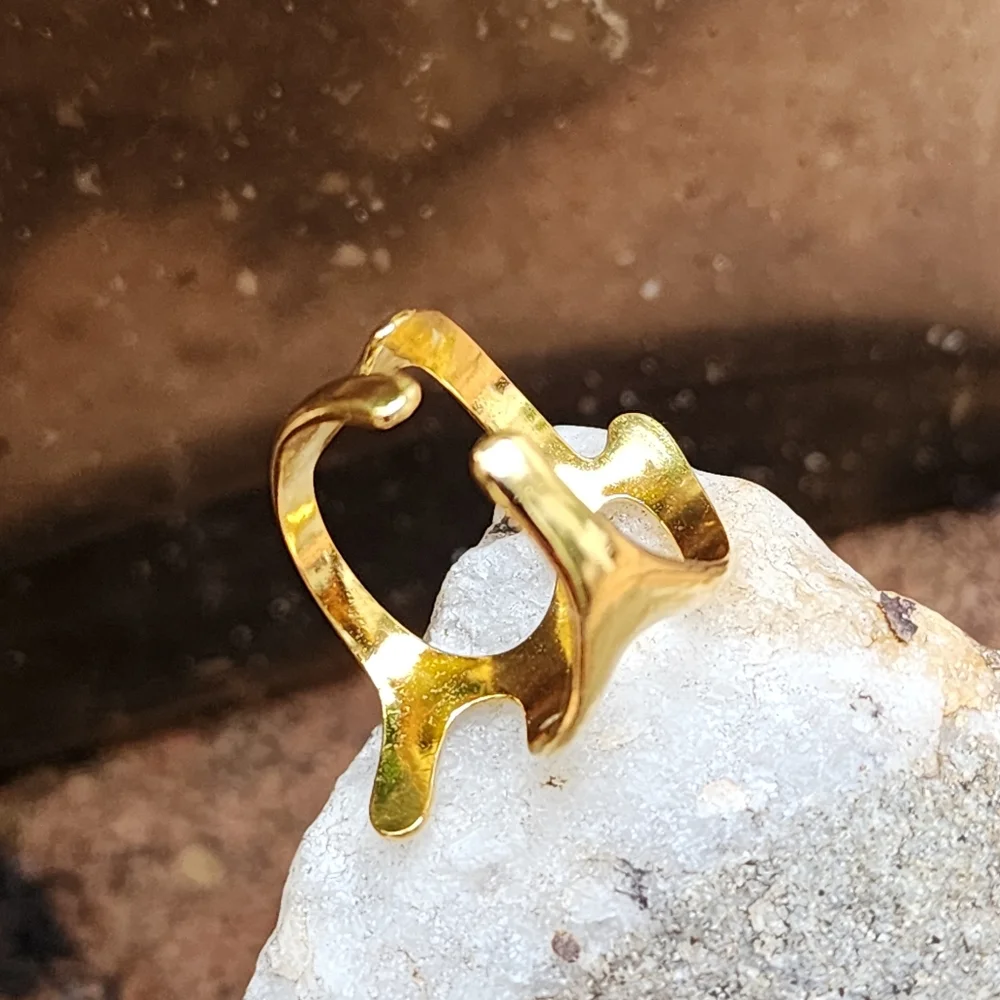 Hypoallergenic 18K Gold Plated Teardrop Adjustable Ring Jewelery